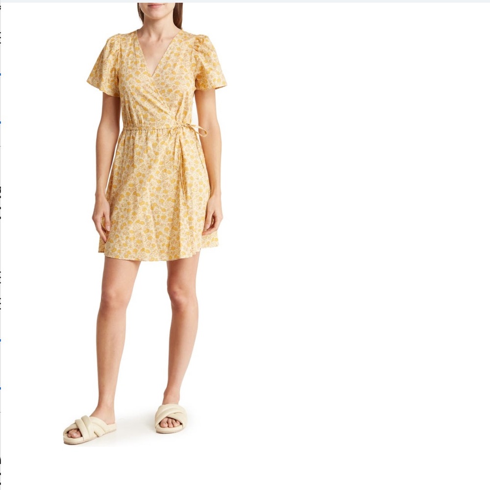MADEWELL Floral Short Sleeve Wrap Dress